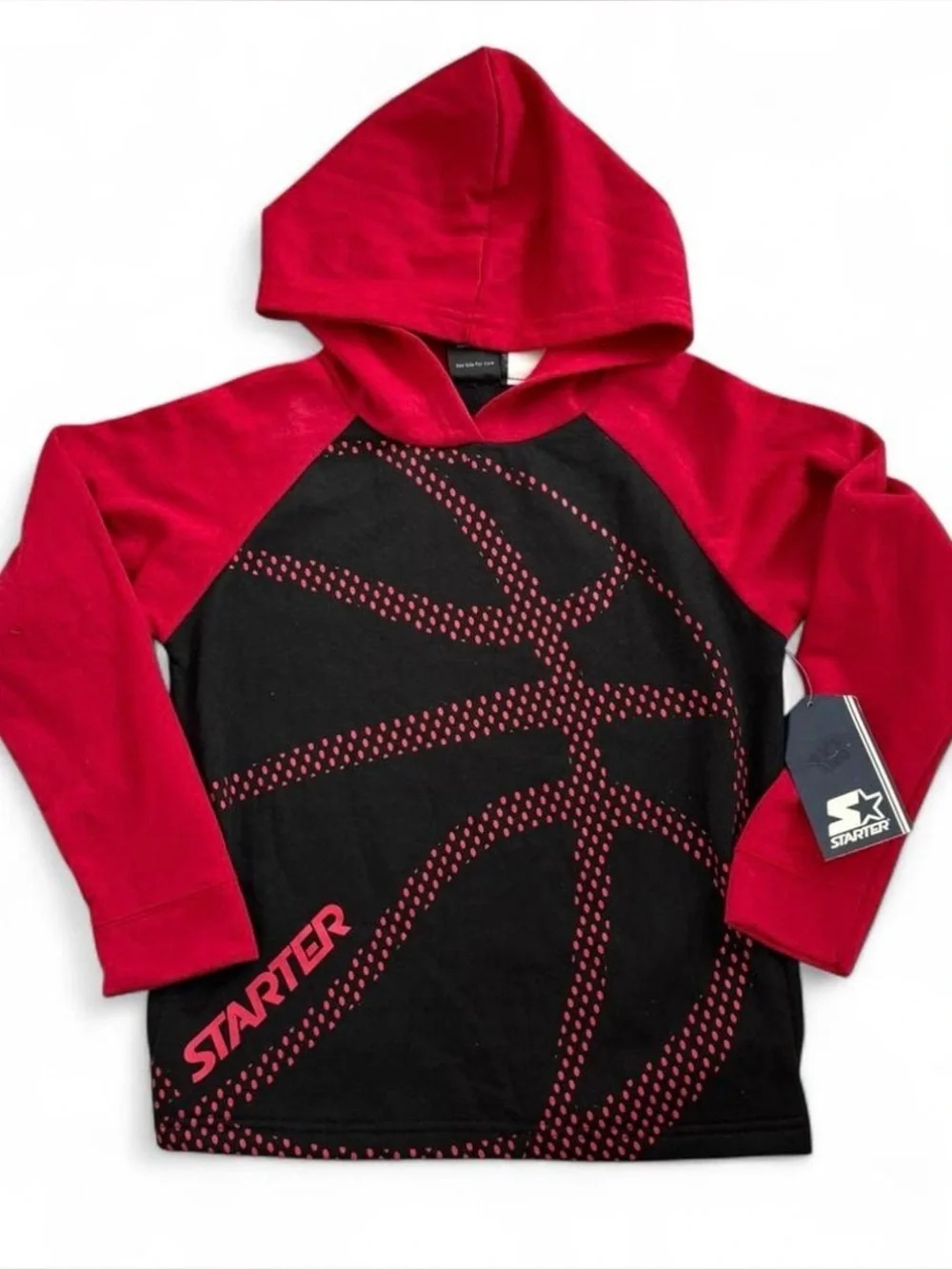 Starter Boys 2Pc Fleece Active Set Hoodie Pants Red Black Size 8 Soft W/Pockets
